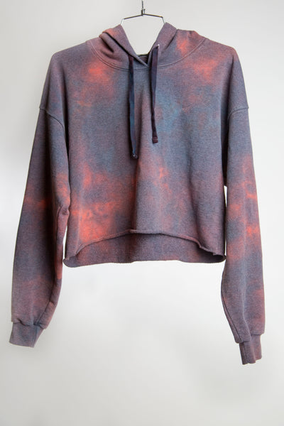 CROPPED HOODIE RECYCLED WATER BOTTLE - FADED NAVY + HOT TOMATO