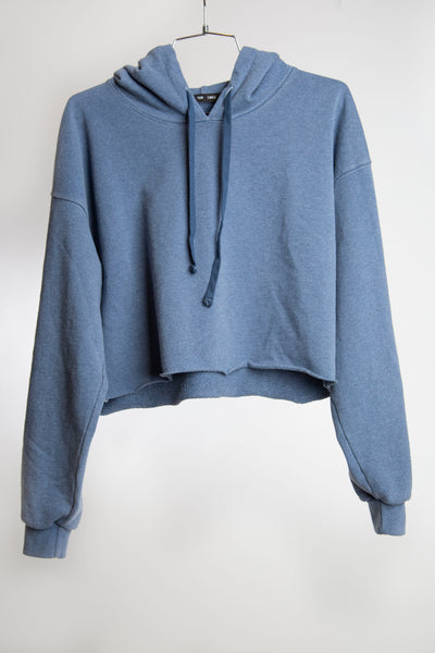 CROPPED HOODIE RECYCLED WATER BOTTLE - FADED NAVY