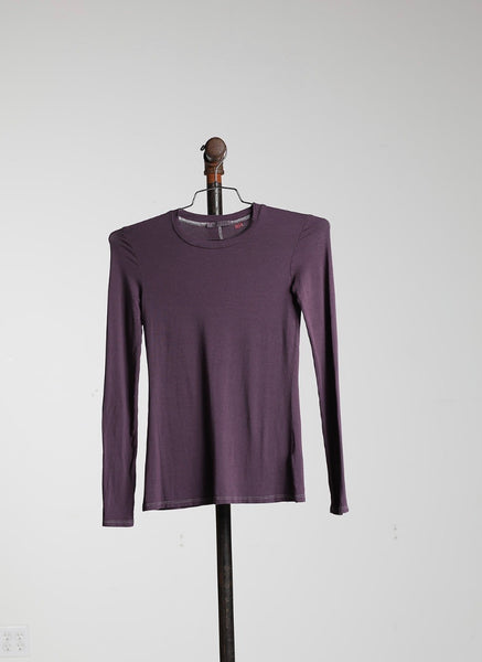 LONG SLEEVE FITTED CREW - PLUM