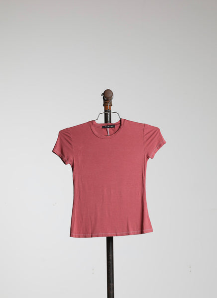SHORT SLEEVE FITTED CREW - ROUGE